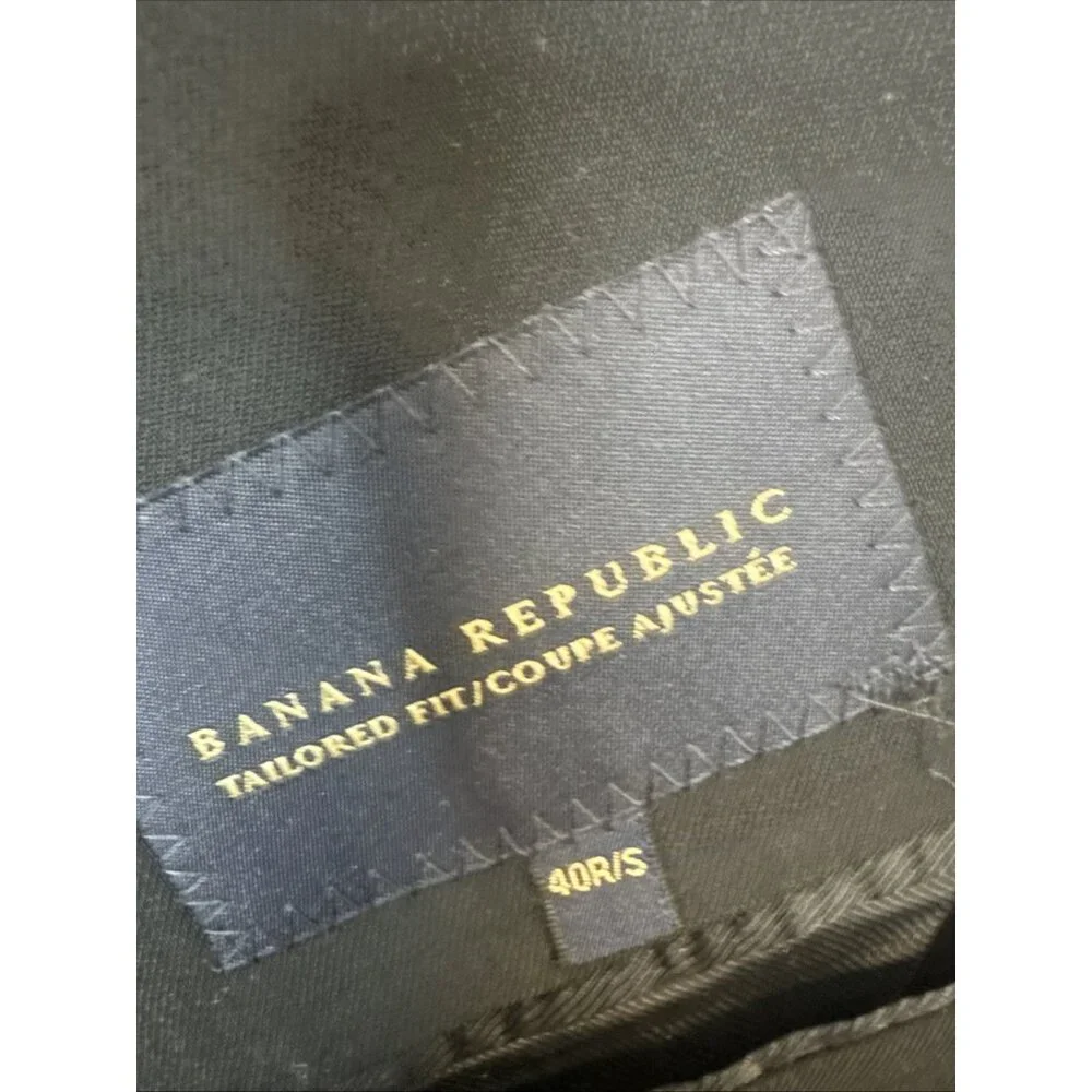 Banana Republic Cerruti Wool Blazer Black Tailored Fit Men 40R Sport Coat‎
